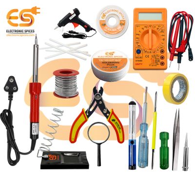 Combo of 60 watt Soldering Iron & Digital multimeter Starter kit (16-in-1)